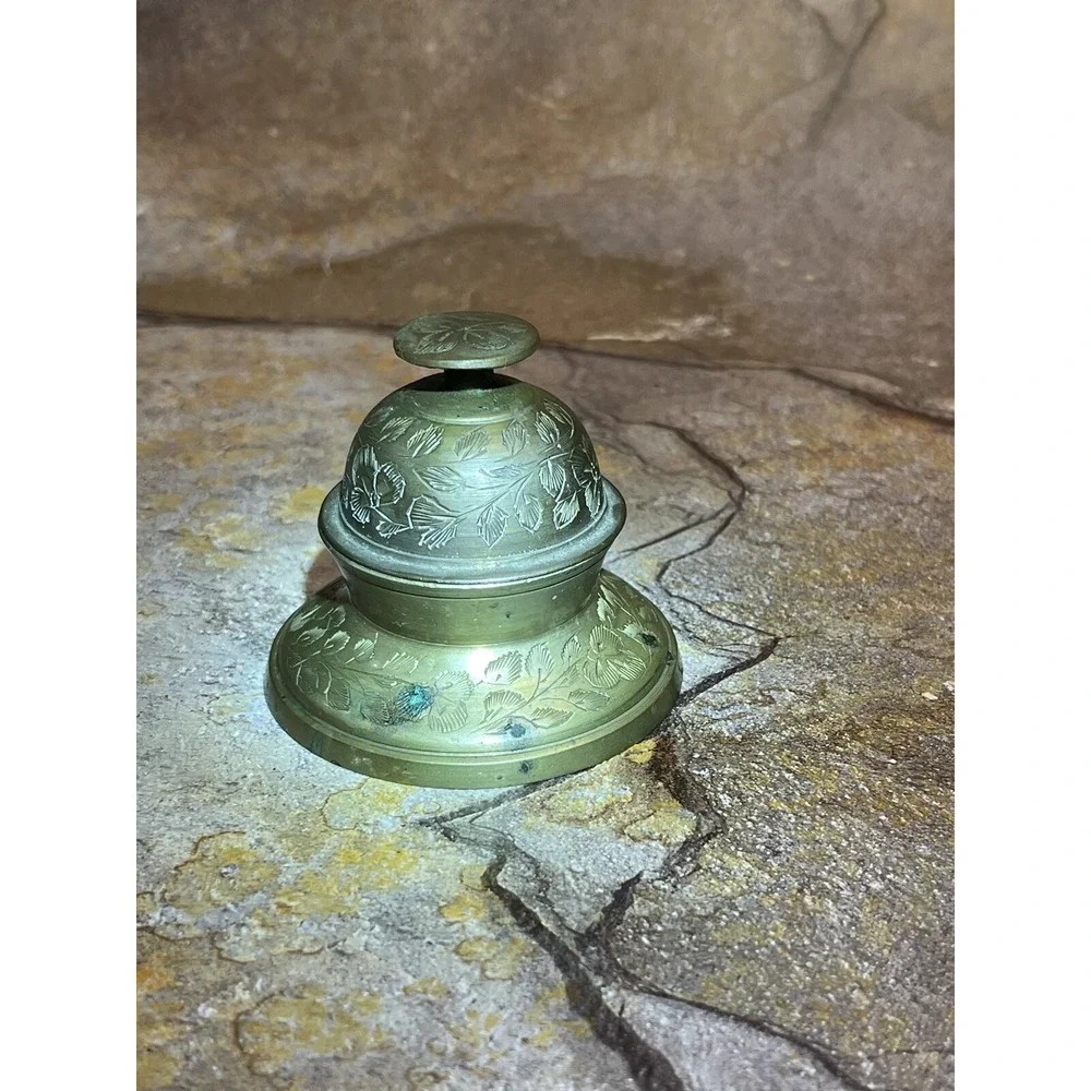 Vintage Brass Bell with matching Base.  Made in India.